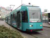 New blue streetcar