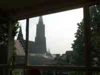 Münster seen through a window over roofs