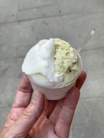 Lemon and pistachio gelatos