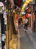 Narrow street of restaurants